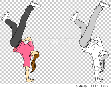 女性ブレイクダンサーのイラストセット 111601405