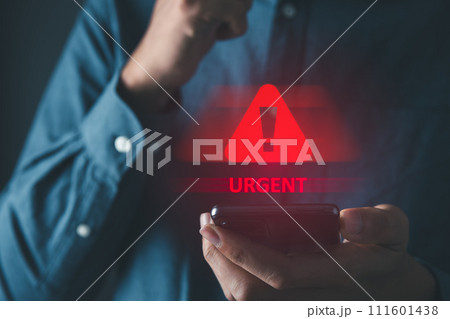 Man got urgent alert. emergency and urgent from working calling. Man got urgent alert. emergency and urgent from working calling. 111601438