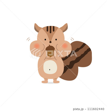 どんぐりを食べるリスのイラスト 111602440