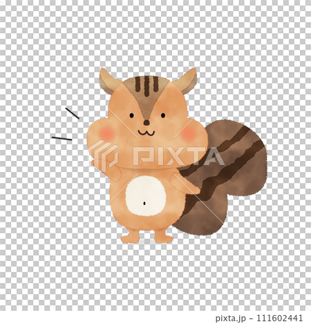 片手を上げたリスの水彩風イラスト 111602441