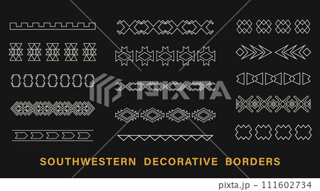 Tribal Outline Borders Set Southwestern Strokes 111602734