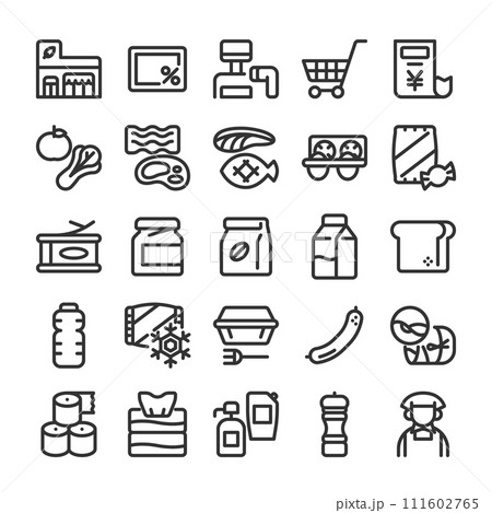 スーパーマーケット アイコン セット スーパーマーケット アイコン セット 111602765