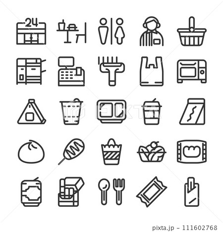 コンビニエンスストアの商品・サービス アイコン セット 111602768