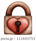 A cute and vintage heart shape locker in watercolor style 111603753