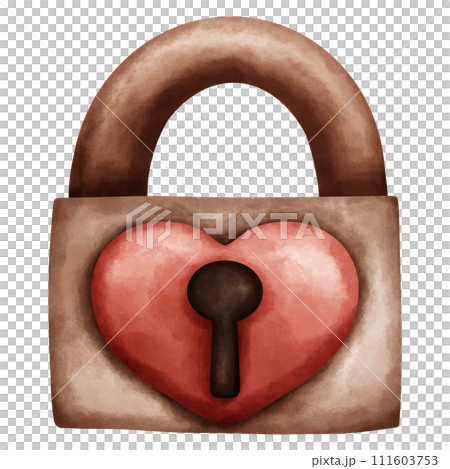 A cute and vintage heart shape locker in watercolor style 111603753