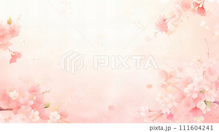 水彩の桜の花のイラスト背景　16：9 111604241
