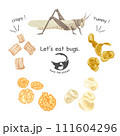 昆虫食スナックの手書き水彩風イラスト 111604296