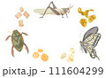 昆虫食スナックの手書き水彩風イラスト 111604299