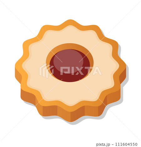 Dessert cookie with strawberry jam cartoon illustration 111604550