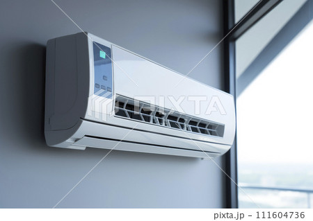 air conditioning on the wall in a modern interior, air cooling. Copy space 111604736