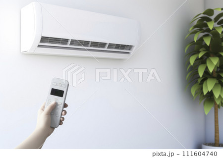 air conditioning, temperature control with remote control, cooling. Copy space 111604740