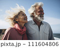 Portrait of romantic senior family. couple of happy  mature people with gray hair in casual clothes. 111604806