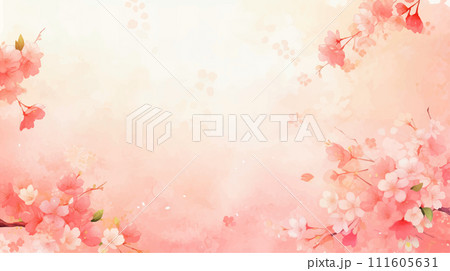 水彩の桜の花のイラスト背景　16：9 111605631