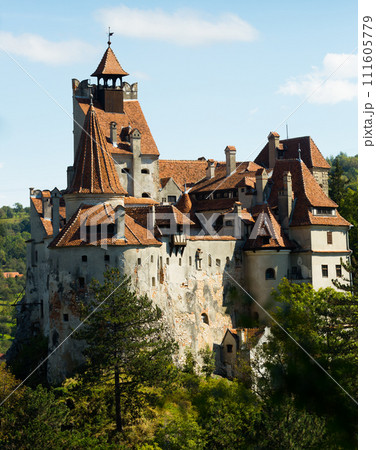 Bran Castle on cliff top, Romania 111605779