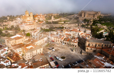 Drone view of Trujillo with Plaza Mayor, Alcazaba and Temple of Santa Maria Drone view of Trujillo with Plaza Mayor, Alcazaba and Temple of Santa Maria 111605782
