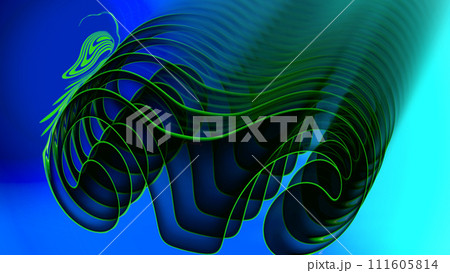 Logo of the zodiac sign "Aries".Abstract 3D drawing similar to an Aries, ski mask, sunglasses or gladiator mask. 111605814