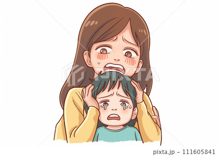 泣く子供と母親・育児 111605841