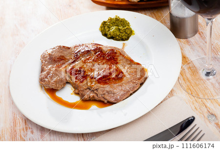 Entrecote with pesto sauce Entrecote with pesto sauce 111606174