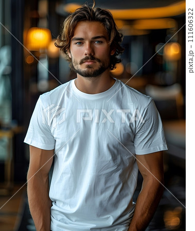 Men's White Short Sleeve Round Neck T-Shirt Mockup It is a useful tool for clothing designers to help visualize T-shirts before actual production Save time and money and makes it easier to decide. Men's White Short Sleeve Round Neck T-Shirt Mockup It is a useful tool for clothing designers to help visualize T-shirts before actual production Save time and money and makes it easier to decide. 111606322