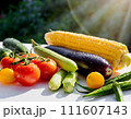 新鮮な採れたての夏野菜(AI生成素材) 111607143
