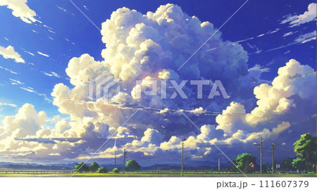 アニメ風空_入道雲03のイラスト素材 [111607379] - PIXTA