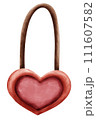 Cute heart shape paper clip stationery and accessories in watercolor style 111607582