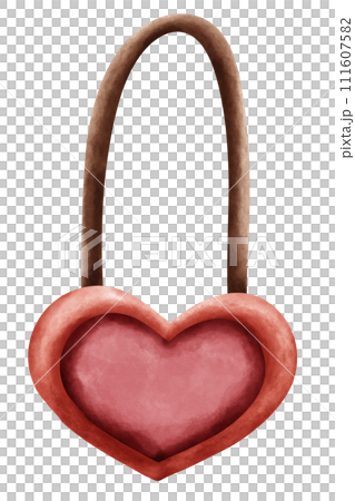 Cute heart shape paper clip stationery and accessories in watercolor style 111607582