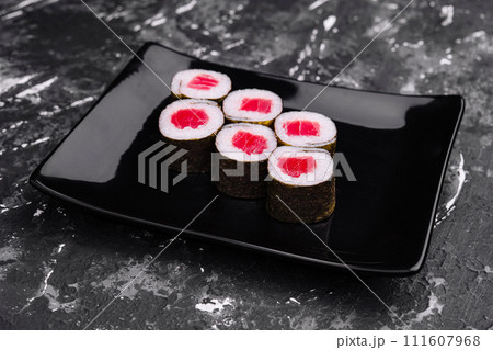sushi maki rolls with tuna inside sushi maki rolls with tuna inside 111607968