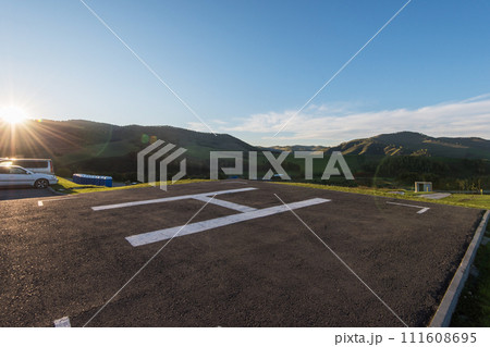 Helicopter pad on Altai mountains Helicopter pad on Altai mountains 111608695