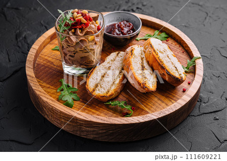 Liver pate with onion marmalade jam confiture Liver pate with onion marmalade jam confiture 111609221