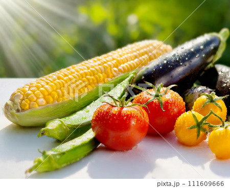 新鮮な採れたて夏野菜(AI生成素材) 新鮮な採れたて夏野菜(AI生成素材) 111609666