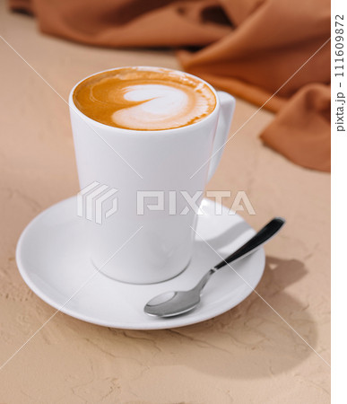 Cup of cappuccino on top view Cup of cappuccino on top view 111609872