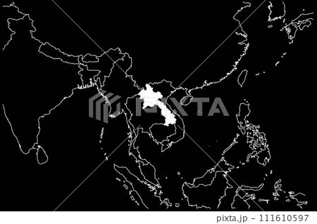 Laos map Asia black background Laos map Asia black background 111610597