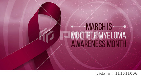 Multiple Myeloma Awareness Month concept. Banner template with burgundy ribbon and text. Vector illustration 111611096