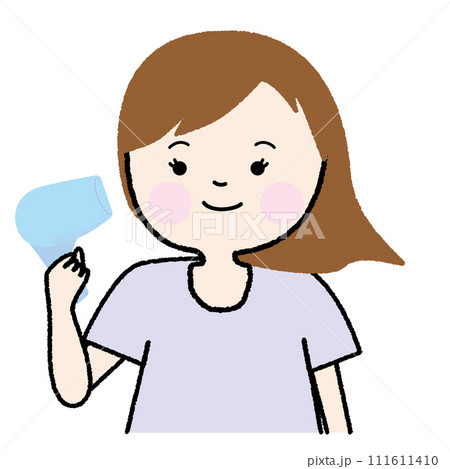 ドライヤーをする女性 ドライヤーをする女性 111611410