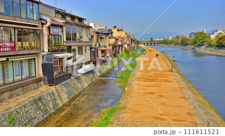 京都市四条大橋から見た先斗町の風景 111611521