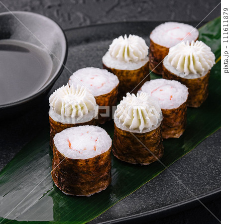 sushi maki with shrimp and Philadelphia cheese 111611879