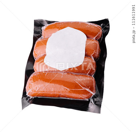 Sausages In A Plastic Package isolated 111611991