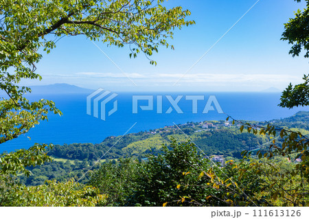 静岡県伊東市の観光名所 小室山から見える伊豆大島 静岡県伊東市の観光名所 小室山から見える伊豆大島 111613126