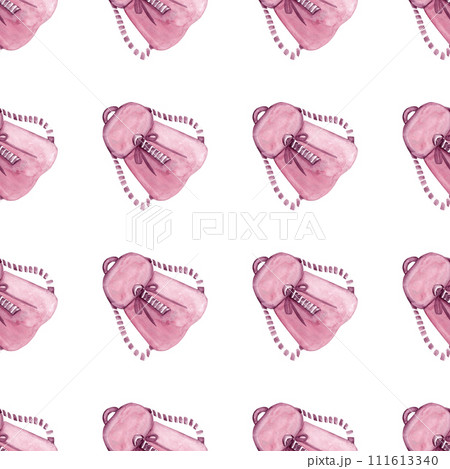 A soft pink backpack for a young fashionista. Seamless pattern for your design 111613340
