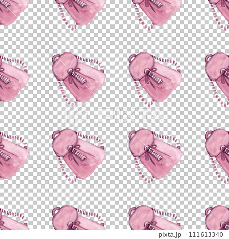 A soft pink backpack for a young fashionista. Seamless pattern for your design 111613340