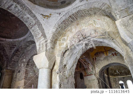 The building of Church of St. Nicholas in Turkey, Demre. Walls, columns and frescoes on the wall of the temple. 111613645