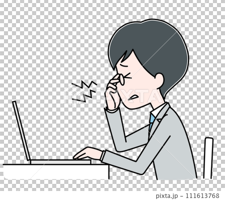 Eye strain, computer, man in suit 111613768