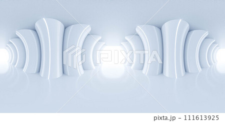 Abstract Light Tunnel With Symmetrical White Arches in a Futuristic Corridor 360 panorama vr environment map Abstract Light Tunnel With Symmetrical White Arches in a Futuristic Corridor 360 panorama vr environment map 111613925