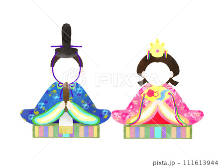 顔出し合成 ひなまつり 雛人形の水彩イラスト 顔出し合成 ひなまつり 雛人形の水彩イラスト 111613944