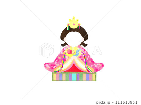顔出し合成　ひなまつり　雛人形の水彩イラスト 111613951