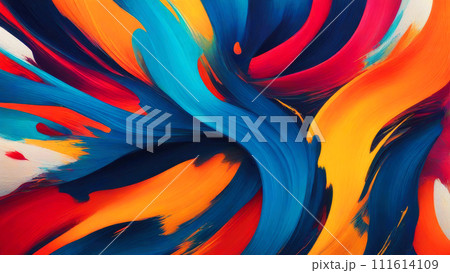 AI-generated content. Abstract background from strokes of bright multi-colored paint. Creative 111614109