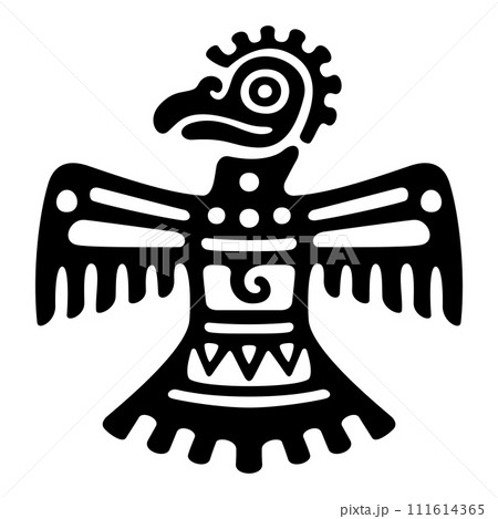 Roadrunner symbol of ancient Mexico. Decorative Aztec clay stamp motif showing a chaparral bird as it was found in pre-Columbian Veracruz. It was believed roadrunners can protect against evil spirits. Roadrunner symbol of ancient Mexico. Decorative Aztec clay stamp motif showing a chaparral bird as it was found in pre-Columbian Veracruz. It was believed roadrunners can protect against evil spirits. 111614365