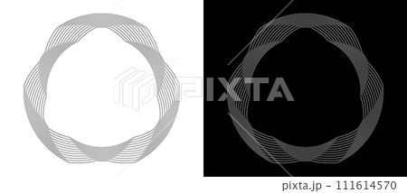 Ribbon with lines like safety pattern or guilloche for any projects. Black shape on a white background and the same white shape on the black side. 111614570