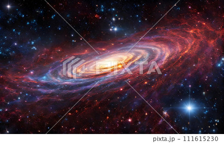 A sweeping view of the cosmos, stars streaking across the celestial void 111615230